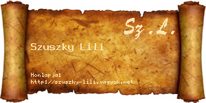 Szuszky Lili névjegykártya